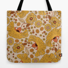 70s Floral Pattern Tote Bag