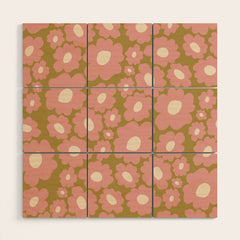 70������������������s Retro Floral Wood Wall Art