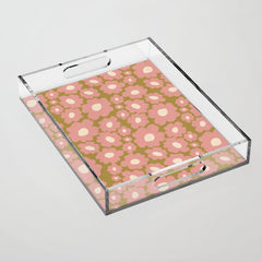 70������������������s Retro Floral Acrylic Tray