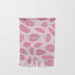 70s retro pink smiles pattern Wall Hanging
