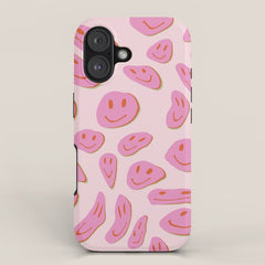 70s retro pink smiles pattern iPhone Case