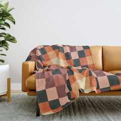 70s color squares pattern Throw Blanket