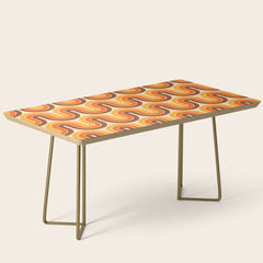 70s Retro Vintage Style Wave Pattern Autumn Brown Orange and Yellow Coffee Table