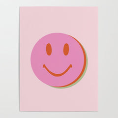 70s retro pink smiles pattern Poster