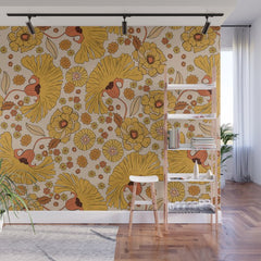 70s Floral Pattern Wall Mural