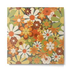 70's Retro Flowers Print Metal Print