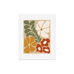 70s boho botanical flowers Art Print