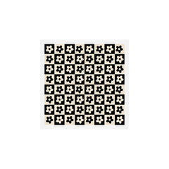 90s flowers checkers cream and black Art Print