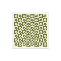 90s flowers checkers cream and green Art Print