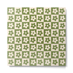 90s flowers checkers cream and green Metal Print