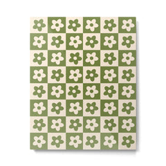 90s flowers checkers cream and green Metal Print