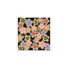 70s Evil Eye Flower Pattern in dark green Art Print