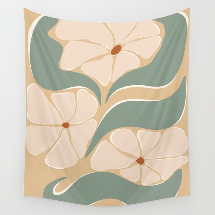 70s big flower botanical land 2 Wall Tapestry