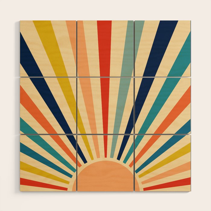 60s retro sun  Wood Wall Art