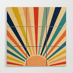 60s retro sun  Wood Wall Art