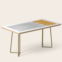 (White Background) Mid Century Modern Minimalist Rothko Inspired Color Field With Lines Geometric Style  Coffee Table