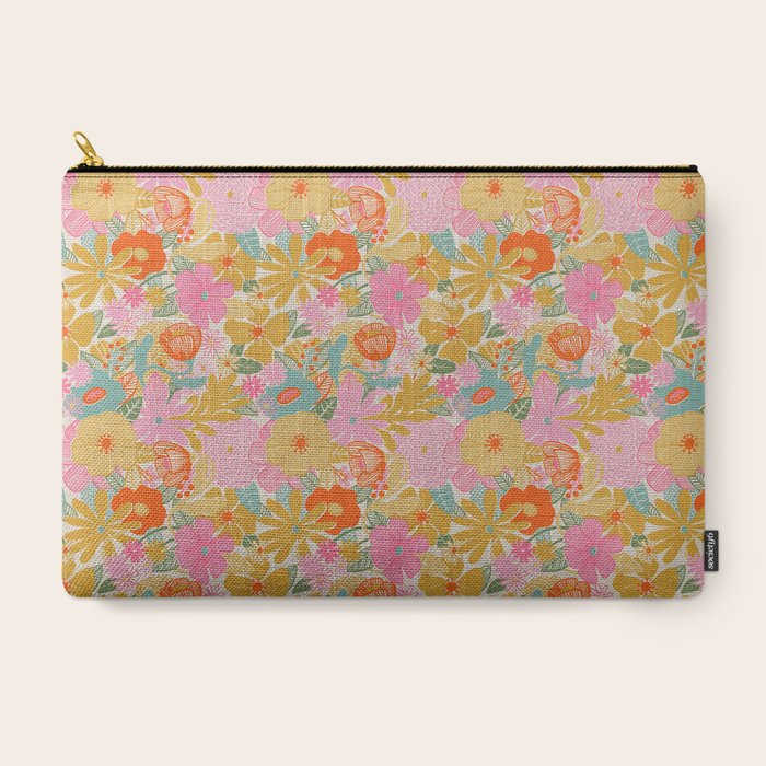 60's Retro Floral Carry All Pouch