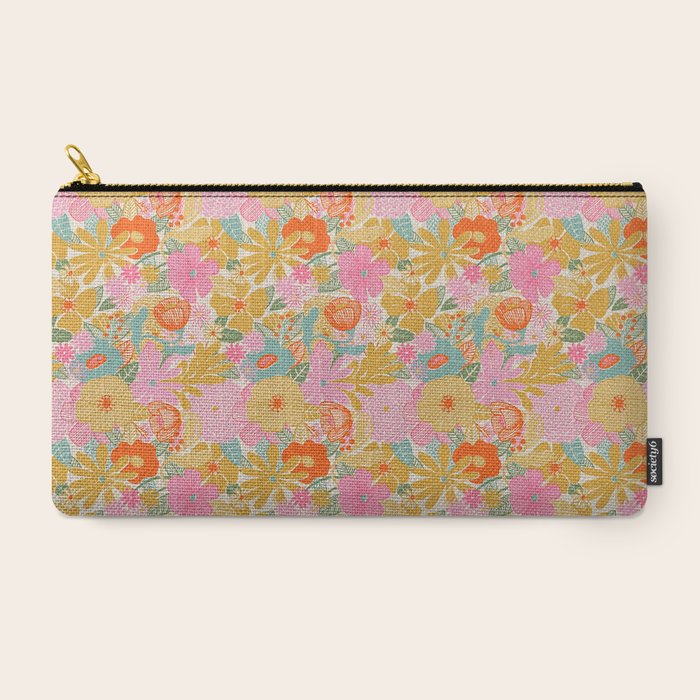 60's Retro Floral Carry All Pouch