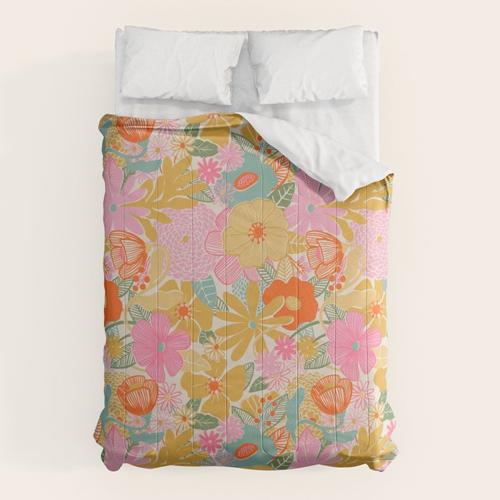60's Retro Floral Comforter