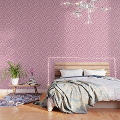 70s retro pink smiles pattern  Wallpaper