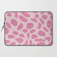 70s retro pink smiles pattern  Laptop Sleeve