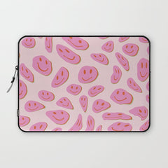 70s retro pink smiles pattern  Laptop Sleeve
