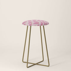 70s retro pink smiles pattern  Stool