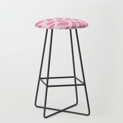 70s retro pink smiles pattern  Stool