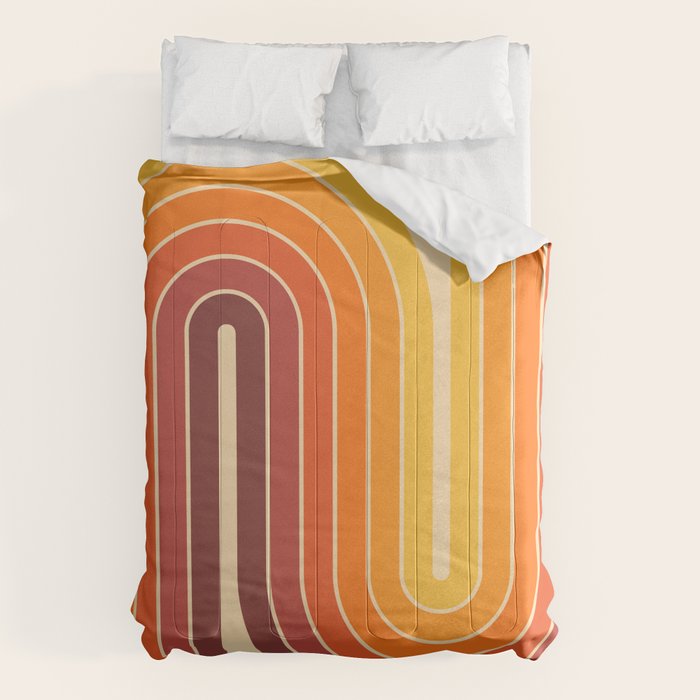 70s Retro Vintage Style Geometric Design 371 Autumn Comforter