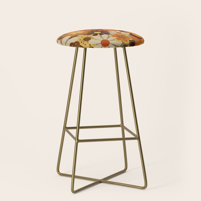 70's Floral Prints, Retro Art Stool