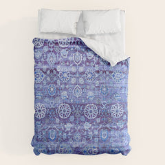 18th Century Isfahan Persian Rug Pattern in Blue Comforter