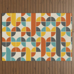 1970s Colors Mid Century Modern Geometric Pattern  Outdoor Rug
