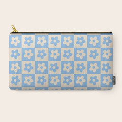 90s flowers checkers cream and blue Carry All Pouch