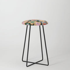 70s Evil Eye Flower Pattern in dark green Stool