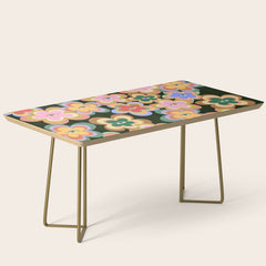70s Evil Eye Flower Pattern in dark green Coffee Table