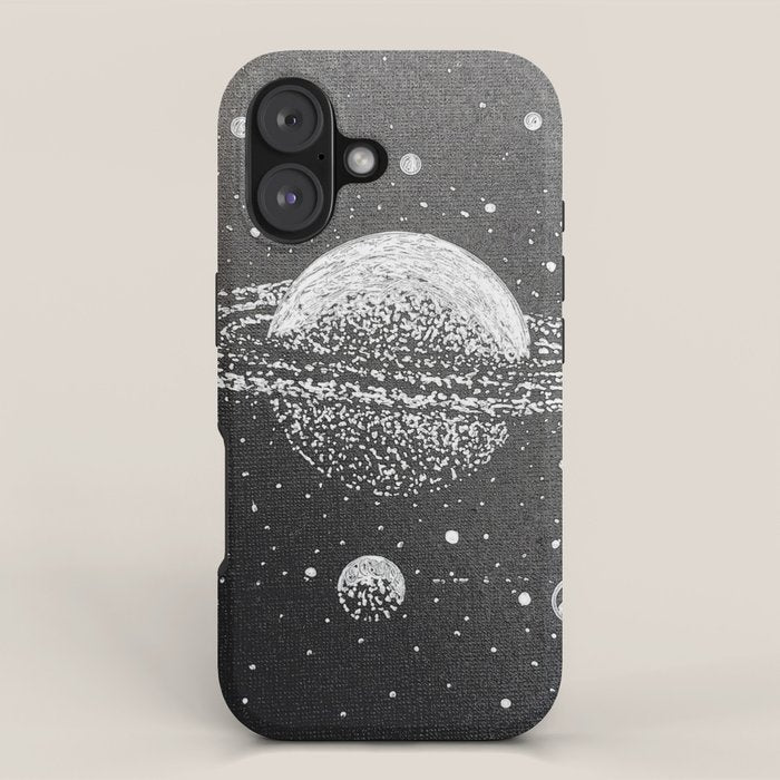 "Saturn's Moons" Outer Space Original Art, Planets, Galaxy Wall Decor iPhone Case