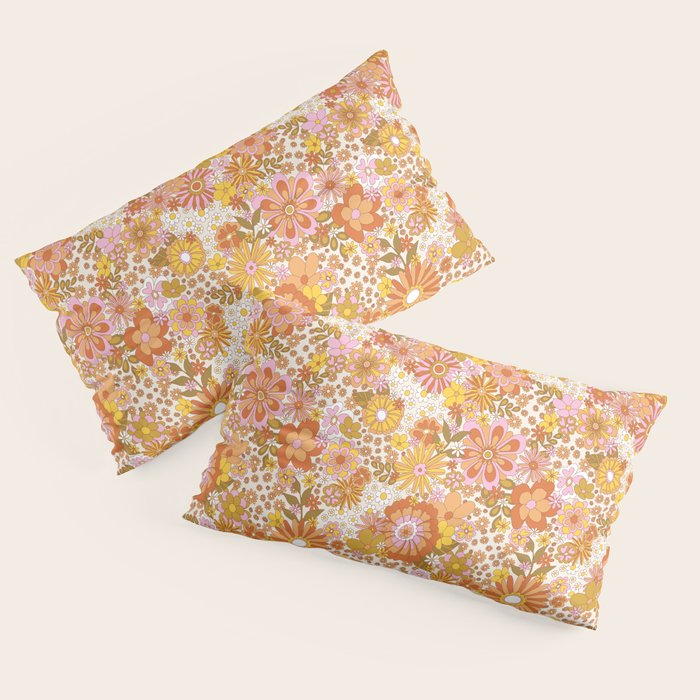 70s Floral Pattern Pillow Sham