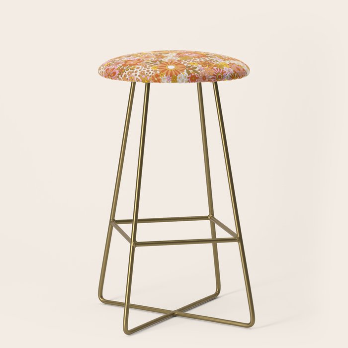 70s Floral Pattern Stool