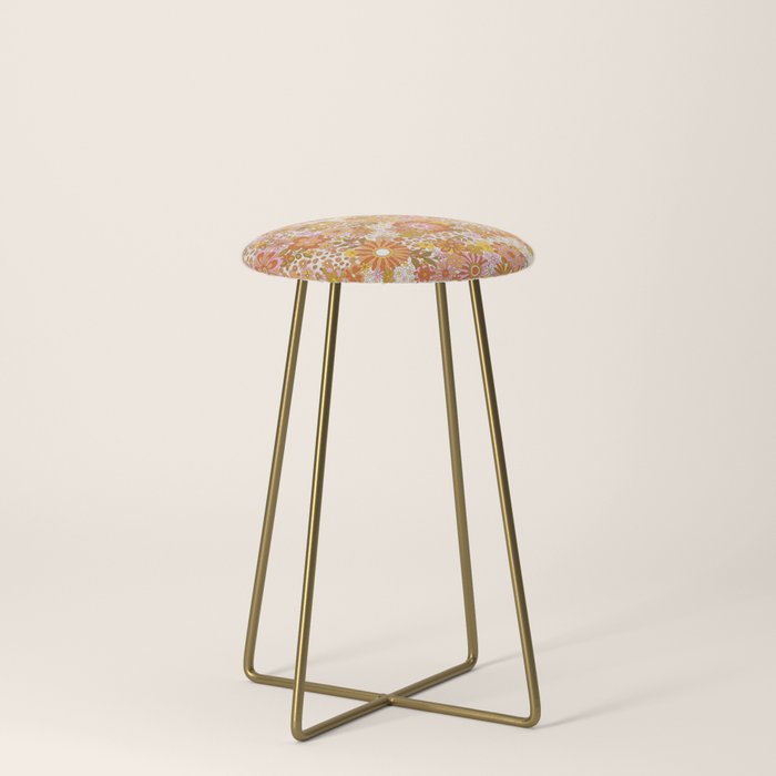 70s Floral Pattern Stool