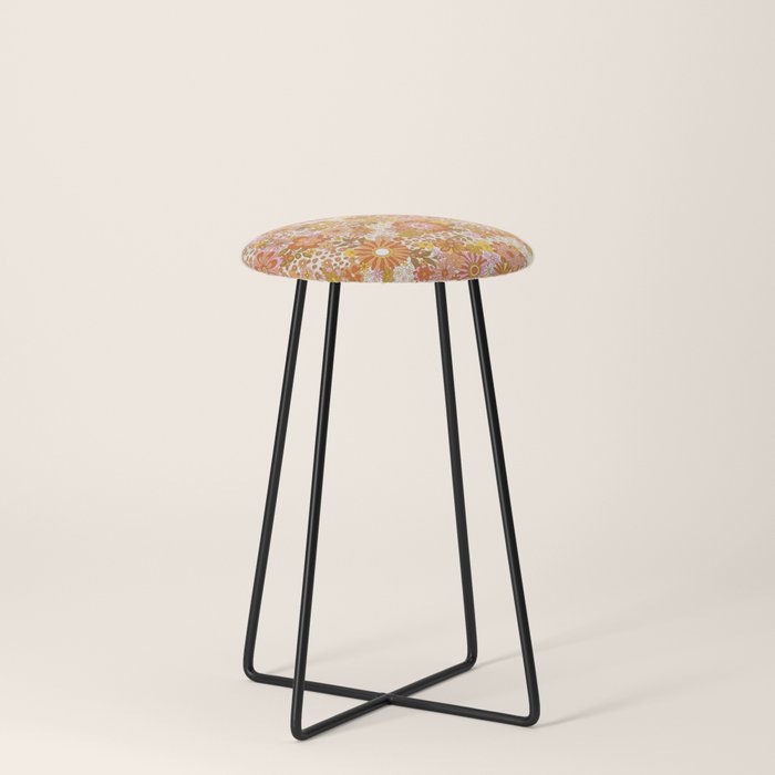 70s Floral Pattern Stool