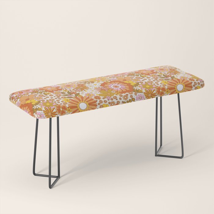 70s Floral Pattern Bench