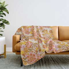 70s Floral Pattern Throw Blanket