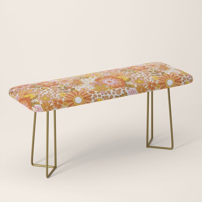70s Floral Pattern Bench