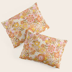 70s Floral Pattern Pillow Sham