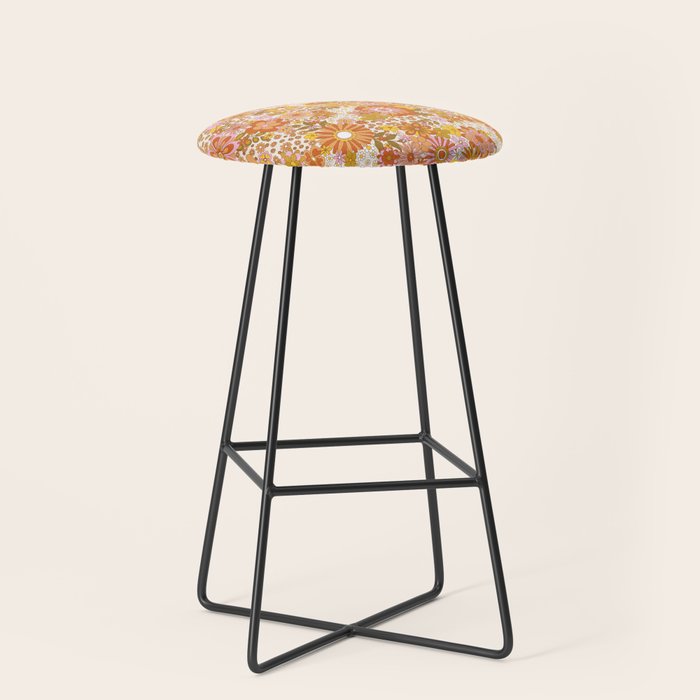 70s Floral Pattern Stool