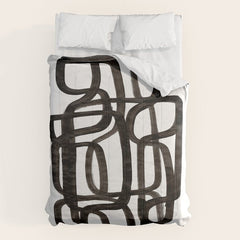 Writing On The Wall' Mid Century Modern Fun Abstract Shapes  Comforter