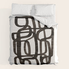 Writing On The Wall' Mid Century Modern Fun Abstract Shapes  Duvet Cover