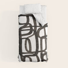 Writing On The Wall' Mid Century Modern Fun Abstract Shapes  Comforter