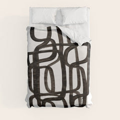 Writing On The Wall' Mid Century Modern Fun Abstract Shapes  Duvet Cover
