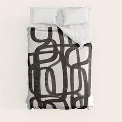 Writing On The Wall' Mid Century Modern Fun Abstract Shapes  Comforter